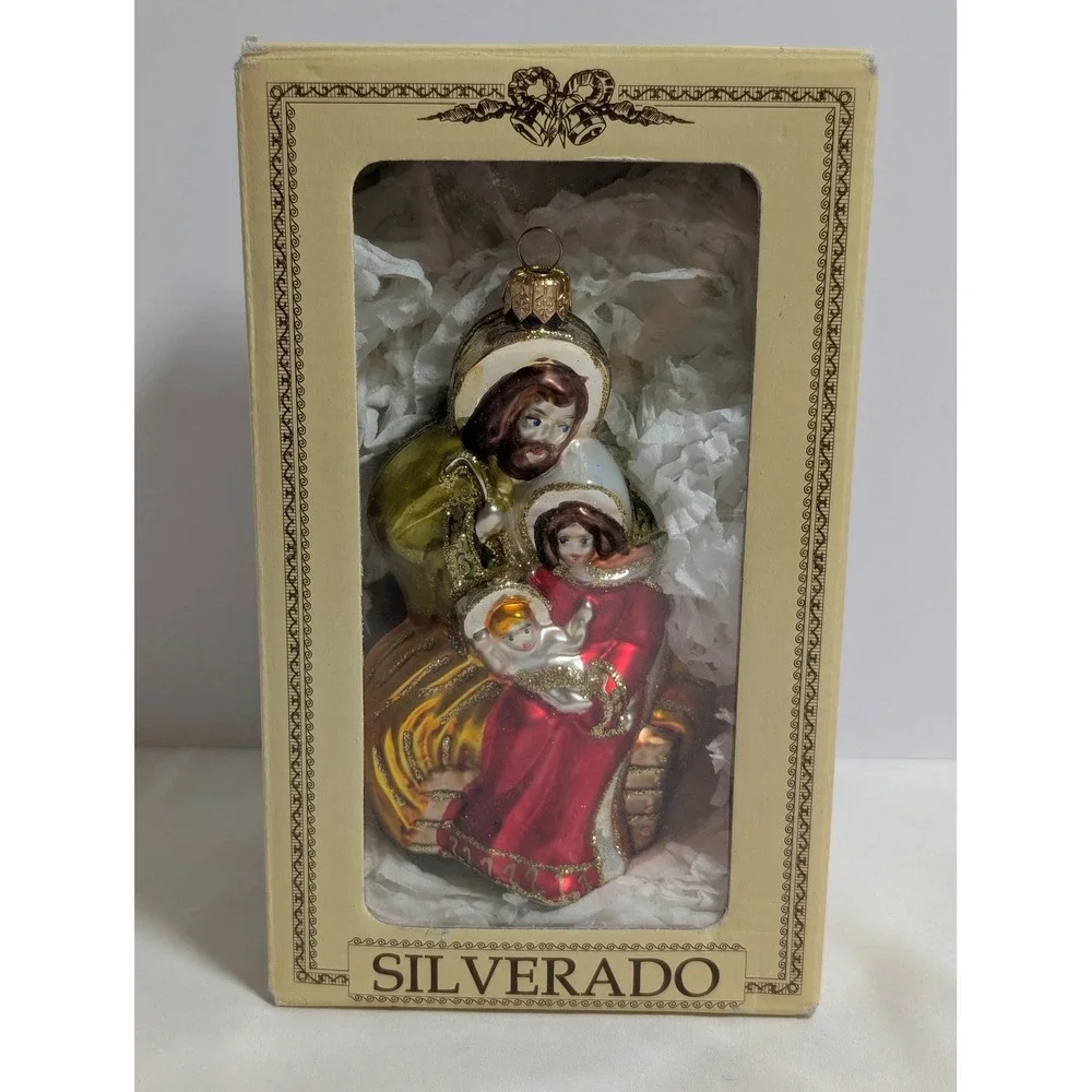 Silverado Holy Family Nativity Glass Christmas Ornament Joseph Mary Baby Jesus
